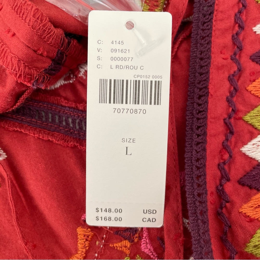 Anthropologie Embroidered Statement Mini Dress Light Red Large NWT - Picture 13 of 17